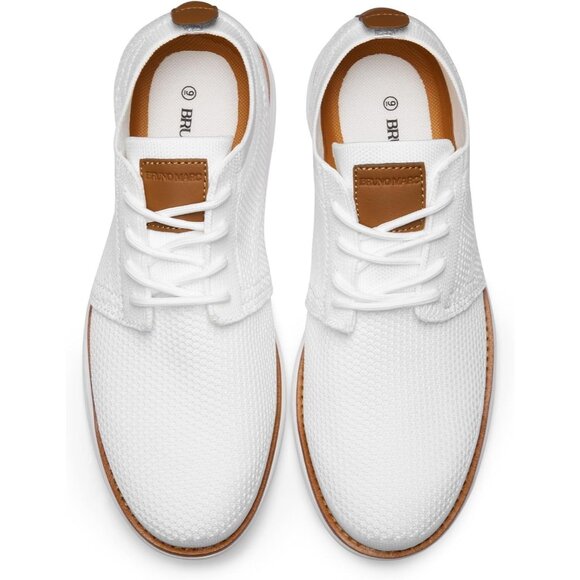 ⚡Men White Knit Flex Breeze Mesh Oxfords Lace-Up Lightweight Walking Sneaker - Picture 4 of 9